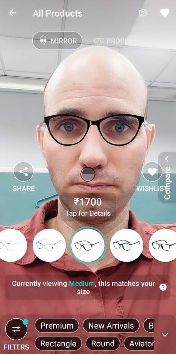 application pour essayer des lunettes en ligne
